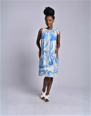 MADE IN ITALY BLUE BEIGE SHORT DRESS 