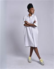 MADE IN ITALY WHITE LINEN SHORT DRESS 