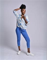MADE IN ITALY WHITE BLUE BLOUSE 