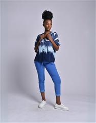 MADE IN ITALY BLUE PATTERN BLOUSE 
