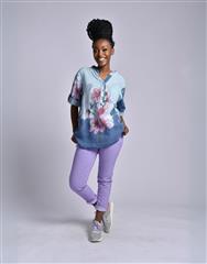 MADE IN ITALY BLUE PINK FLOWER BLOUSE 