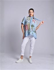 MADE IN ITALY LIGHT BLUE TOP WITH SCARF