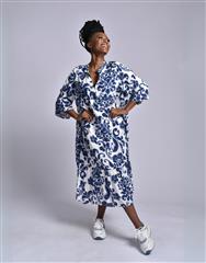 MADE IN ITALY WHITE BLUE DRESS 