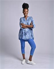 MADE IN ITALY BLUE FLORAL BLOUSE 