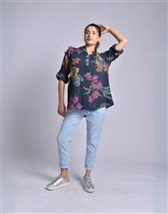 MADE IN ITALY NAVY MULTI BLOUSE 