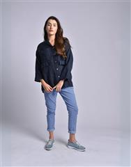 MADE IN ITALY NAVY LINEN SHIRT 