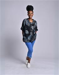 MADE IN ITALY NAVY MULTI BLOUSE 
