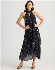BRAVE & TRUE BLACK WHITE SPOT INCA DRESS 