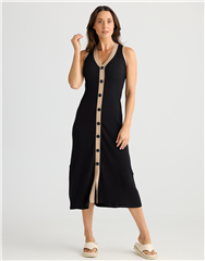 BRAVE & TRUE BLACK WHITE BEIGE ROUGE DRESS 