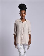 MADE IN ITALY BEIGE LINEN SHIRT DRESS 