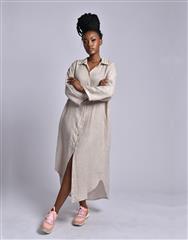 MADE IN ITALY BEIGE LINEN DRESS