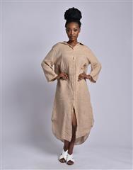 MADE IN ITALY BROWN LINEN DRESS 