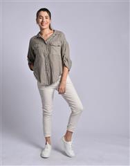 MADE IN ITALY KHAKI LINEN SHIRT
