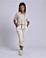 MADE IN ITALY BEIGE BUTTON PANTS 