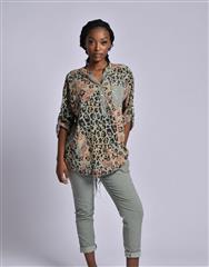MADE IN ITALY BLACK LEOPARD PRINT BLOUSE 