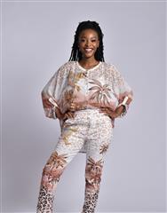 MADE IN ITALY WHITE BROWN PARROT PANTS 