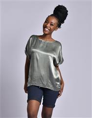 MADE IN ITALY OLIVE SATIN TOP 