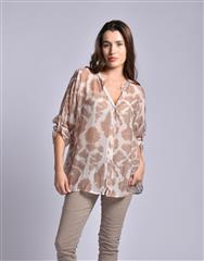 MADE IN ITALY BROWN WHITE BLOUSE 