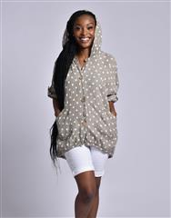 MADE IN ITALY LINEN POLKADOT LINEN HOODIE 