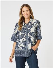 GORDON SMITH NAVY MULTI COVE SHIRT 