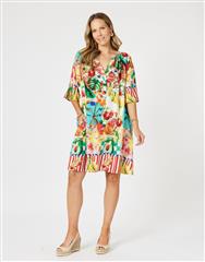 THREADZ MULTI ORANGE POSITANO DRESS 