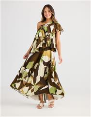 HOLIDAY JUNGLE PRINT RUFFLE DRESS 