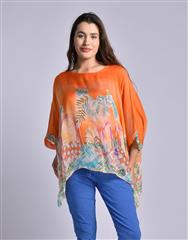 MADE IN ITALY ORANGE MULTI BATWING TOP