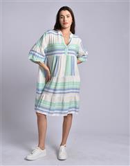 MADE IN ITALY GREEN WHITE SHORT DRESS