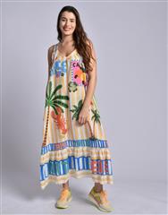 MADE IN ITALY YELLOW MULTI LONG DRESS 