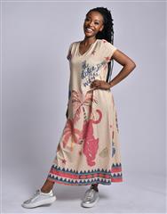 MADE IN ITALY BEIGE MULTI LONG DRESS