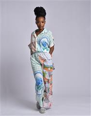 MADE IN ITALY GREEN BEIGE BLOUSE