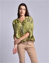 MADE IN ITALY GREEN BLACK BLOUSE