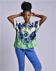 MADE IN ITALY GREEN BLUE BLOUSE