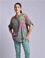 MADE IN ITALY OLIVE PINK BLOUSE