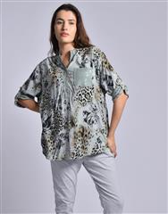 MADE IN ITALY OLIVE LEOPARD BLOUSE