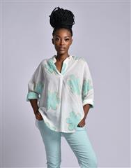 MADE IN ITALY WHITE BLUE BLOUSE