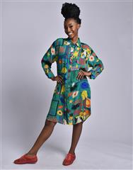 JOLIE GREEN MULTI ANNIE SHIRT DRESS 