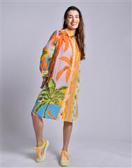 JOLIE ORANGE PINK ANNIE SHIRT DRESS