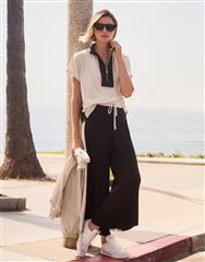 JOSEPH RIBKOFF BLACK MOON WIDE LEG PANTS 