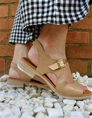 PAULA URBAN TAUPE CHAMPAGNE FLAT HEELED SANDAL