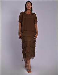 MADE IN ITALY DARK BROWN FRILL DRESS 