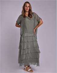 MADE IN ITALY KHAKI FRILL DRESS 