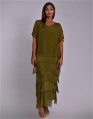 MADE IN ITALY OLIVE FRILL DRESS 