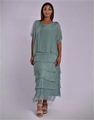 MADE IN ITALY TEAL FRILL DRESS
