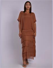MADE IN ITALY BROWN FRILL DRESS 