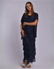 MADE IN ITALY NAVY FRILL DRESS