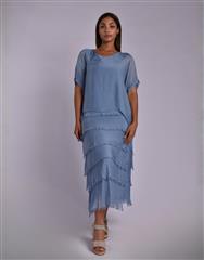 MADE IN ITALY BLUE FRILL DRESS 