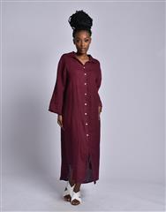 MADE IN ITALY BURGUNDAY LINEN DRESS 