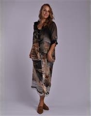 MADE IN ITALY BLACK MULTI SILKY DRESS 