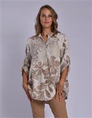 MADE IN ITALY BEIGE BROWN BLOUSE